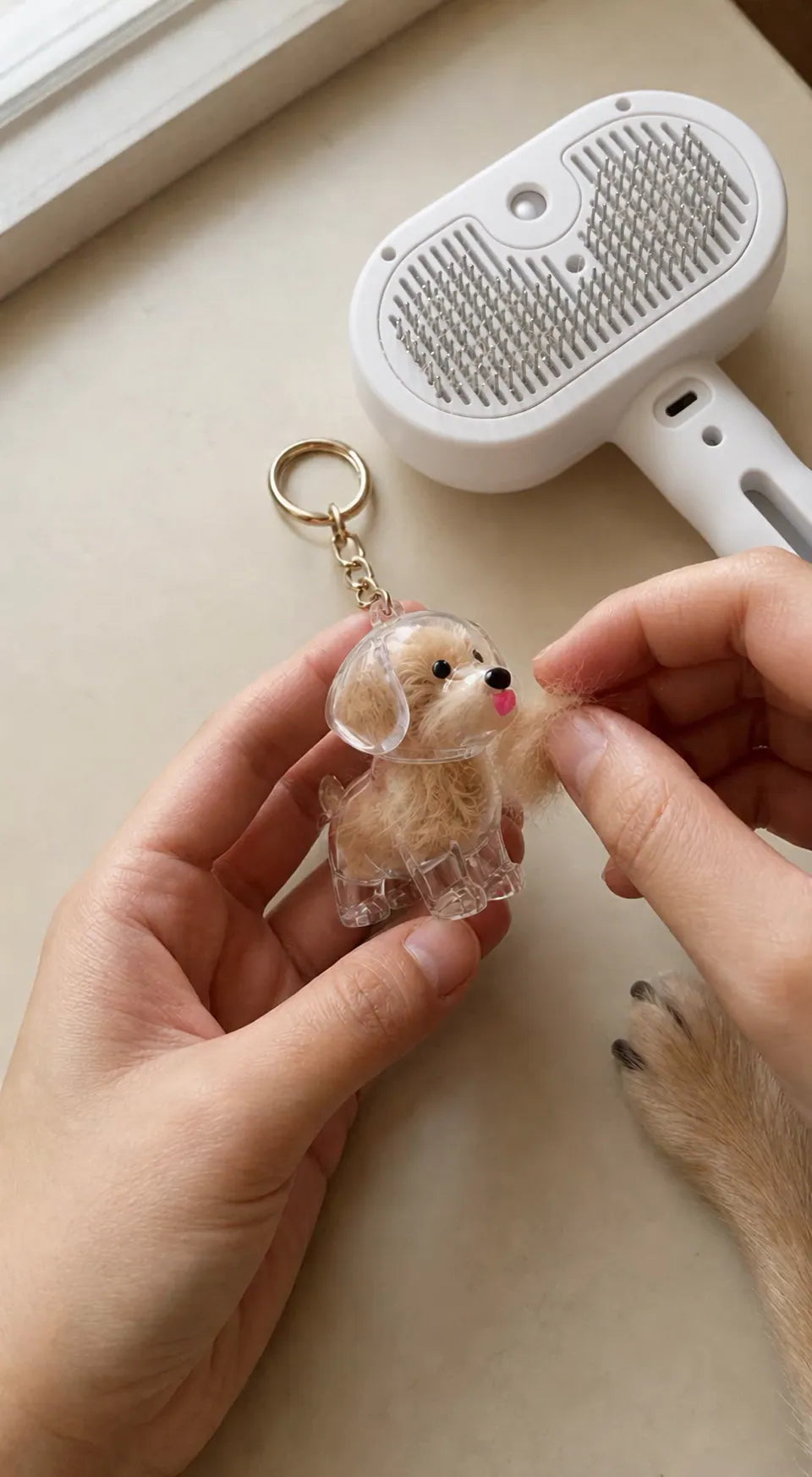 ידיים מכניסות פרווה לתוך FurEver
